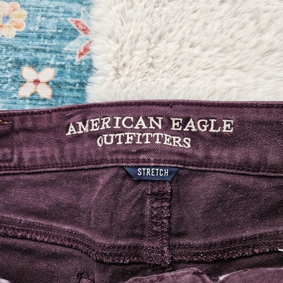 American Eagle Outfitters Maroon Wine Distressed Shortie Shorts 6 - Picture 3 of 5